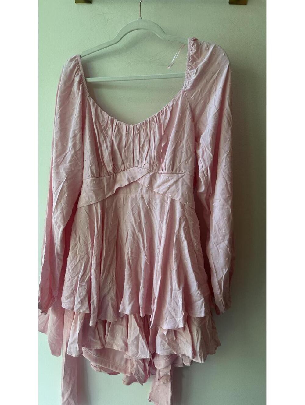 Altar’d State Light Pink Swiss Dot Romper Dress 15” P2P L